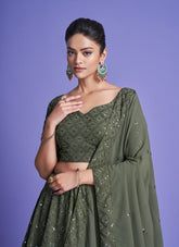 Appealing Lehenga Choli in Mehendi Green